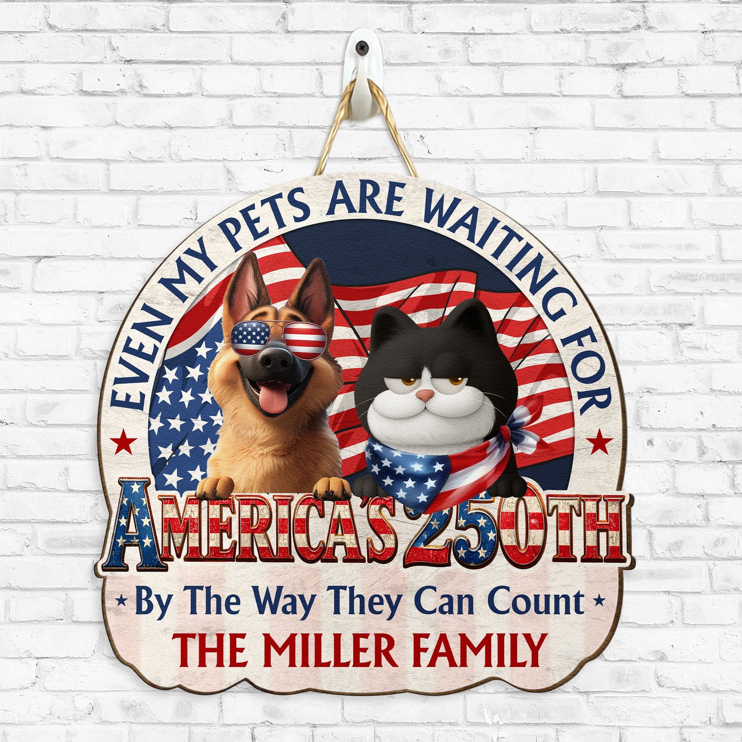 Even My Dog Is Waiting For America's 250Th - Personalized Wood Sign