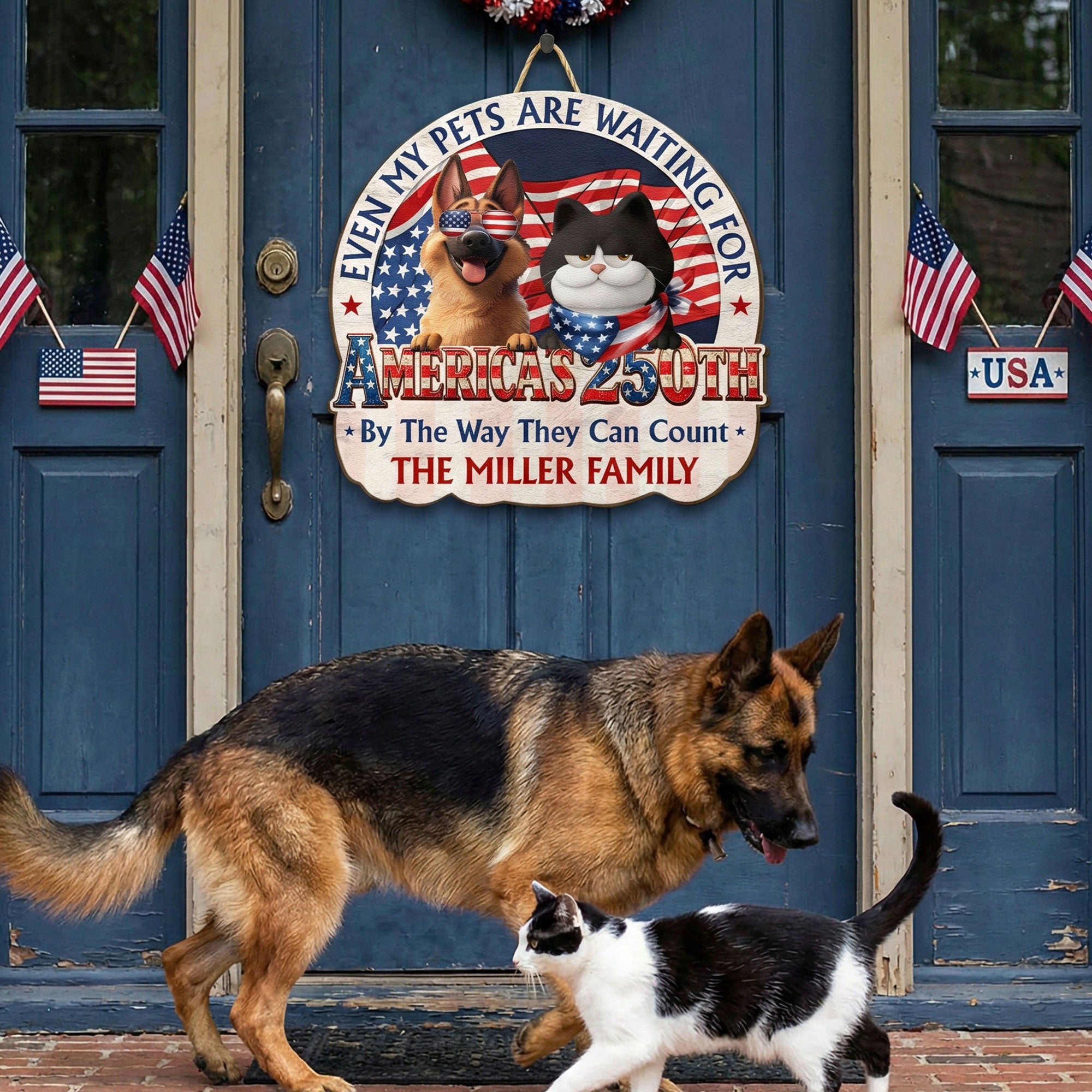 Even My Dog Is Waiting For America's 250Th - Personalized Wood Sign