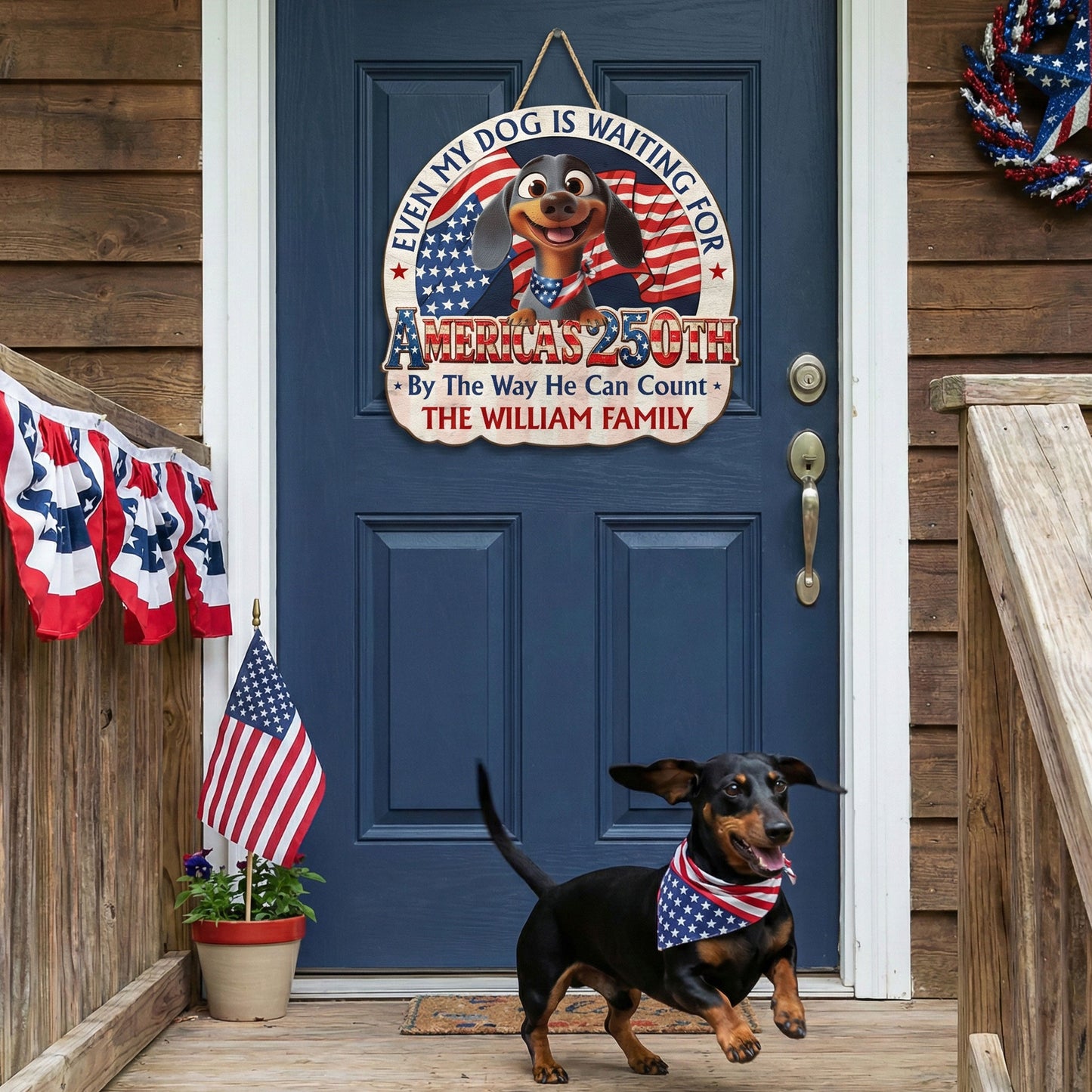 Even My Dog Is Waiting For America's 250Th - Personalized Wood Sign