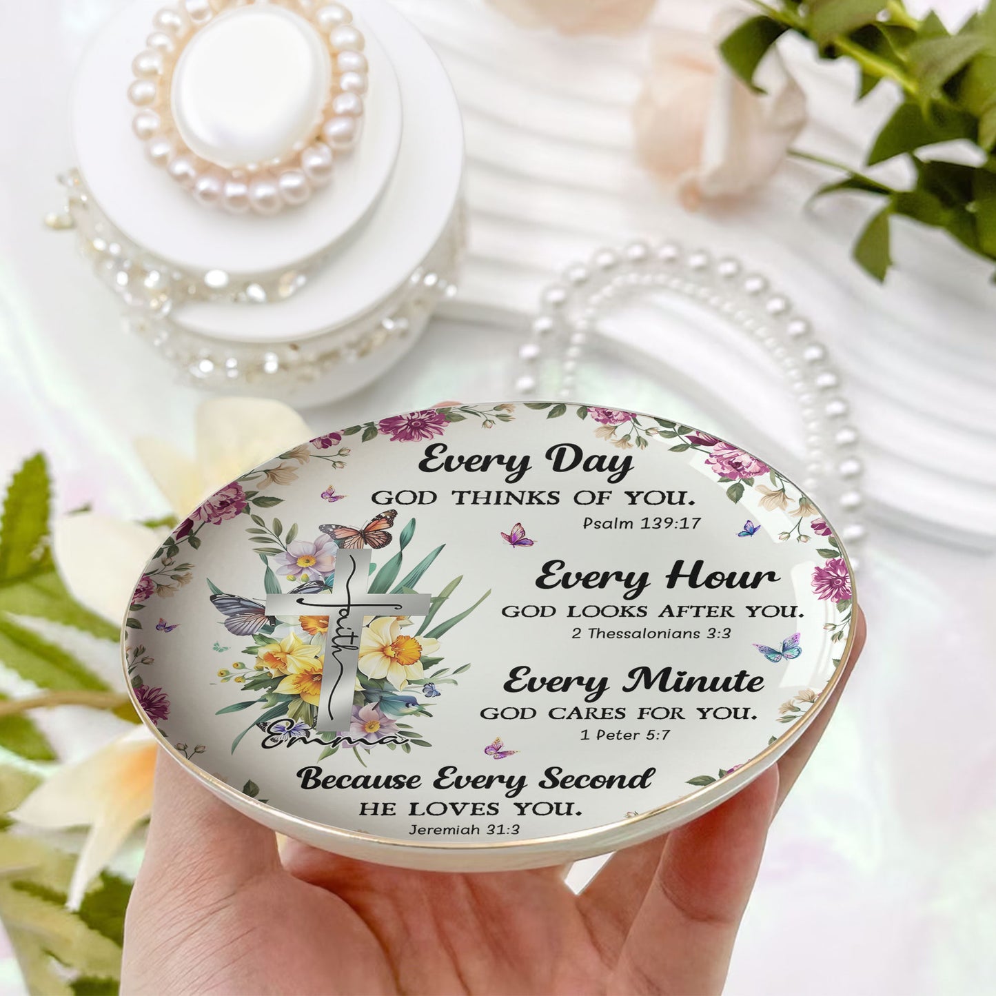 Every Day God Thinks Of You Bible Verses - Personalized Jewelry Dish