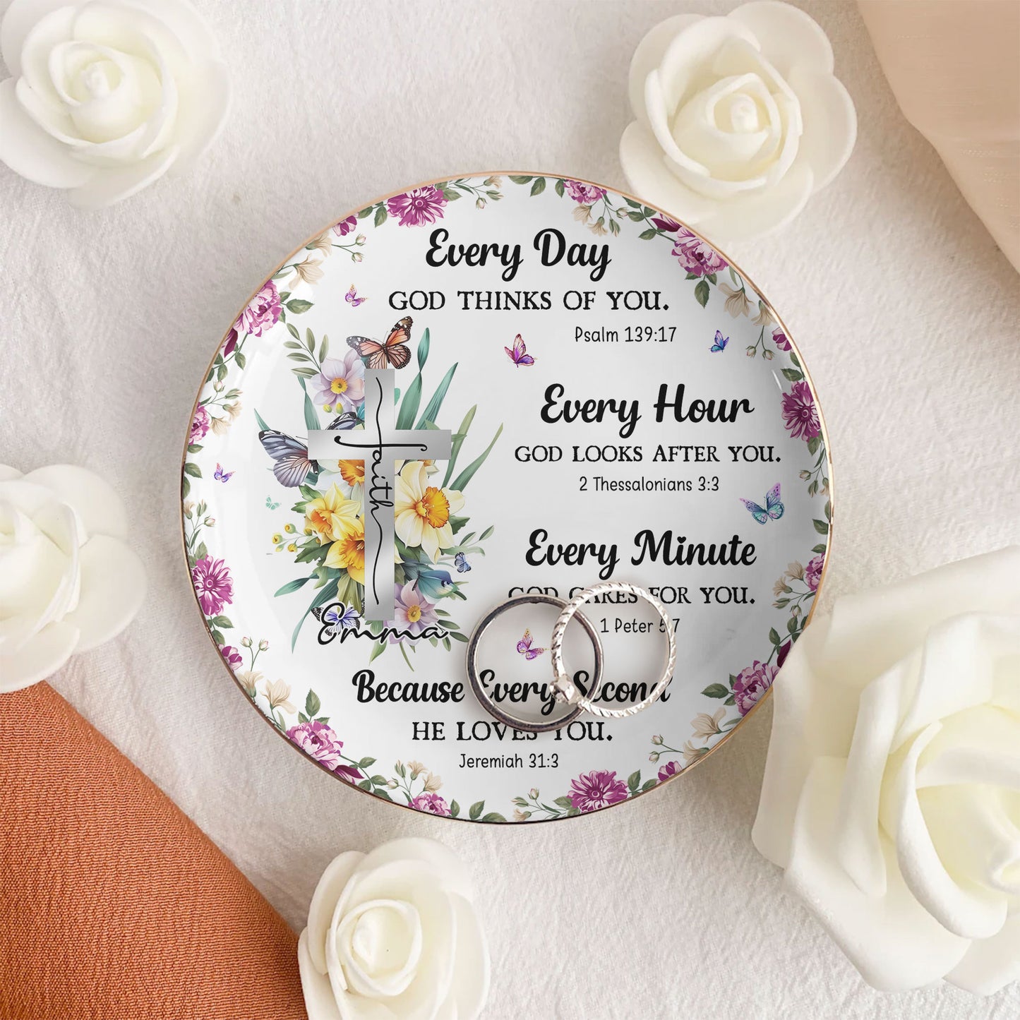 Every Day God Thinks Of You Bible Verses - Personalized Jewelry Dish