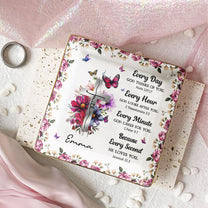 Every Day God Thinks Of You Bible Verses With Birth Flower - Personalized Jewelry Dish