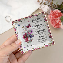 Every Day God Thinks Of You Bible Verses With Birth Flower - Personalized Jewelry Dish