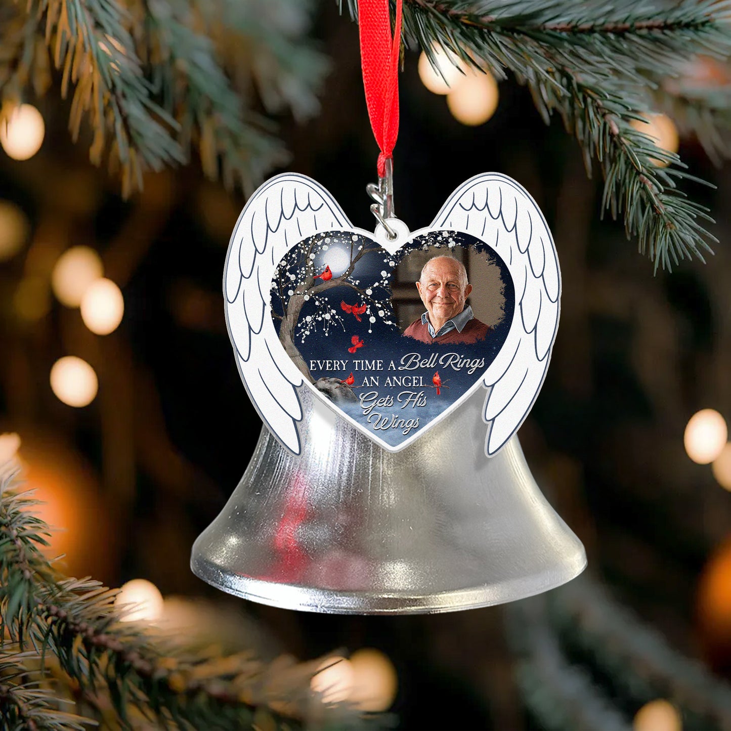 Every Time A Bell Rings - Personalized Bell Photo Ornament With Charms