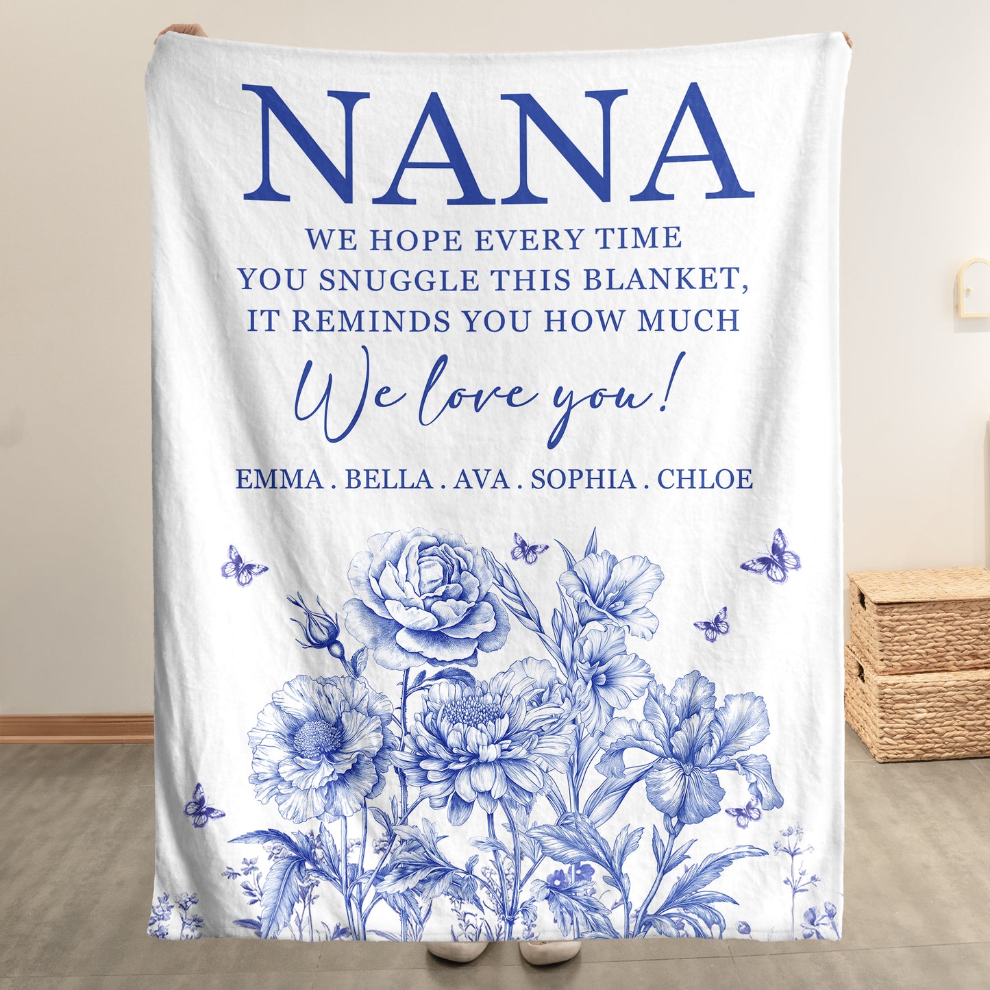 Every Time You Snuggle This Blanket Grandma Custom Birth Flowers - Personalized Blanket