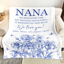 Every Time You Snuggle This Blanket Grandma Custom Birth Flowers - Personalized Blanket