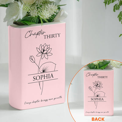 Every Chapter Brings New Growth Line Art Flowers - Personalized Vase