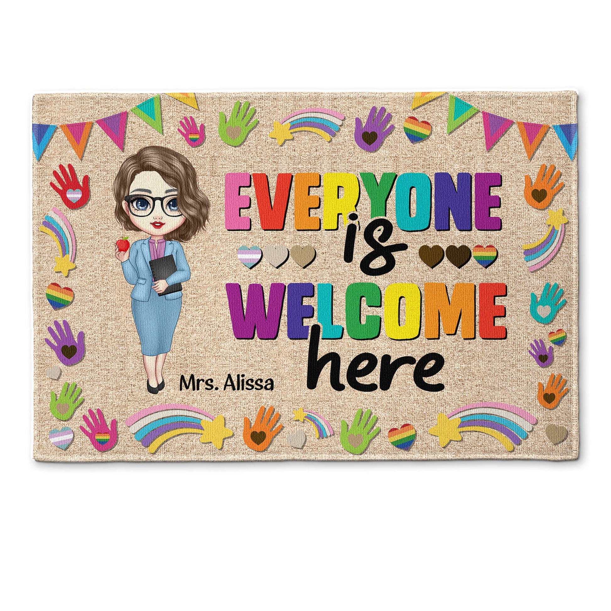 Everyone Is Welcome Here - Personalized Doormat