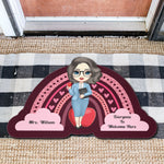 Everyone Is Welcome Here With Boho Rainbow - Personalized Doormat