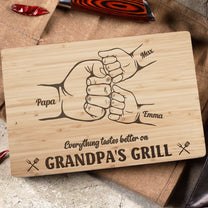 Everything Tastes Better On Grandpa's Grill Father's Day - Personalized Cutting Board