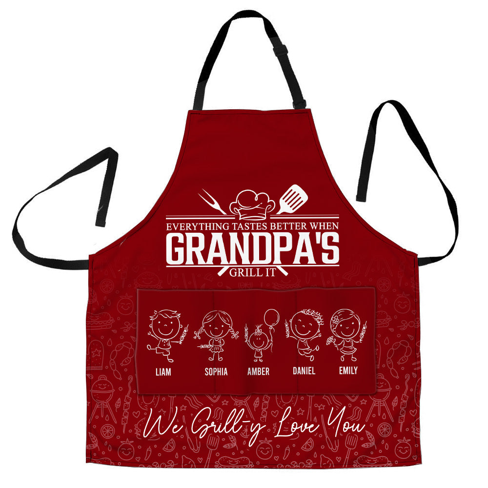 Father's Day Gifts, Everything Tastes Better When Grandpa's Grill It - Personalized Apron