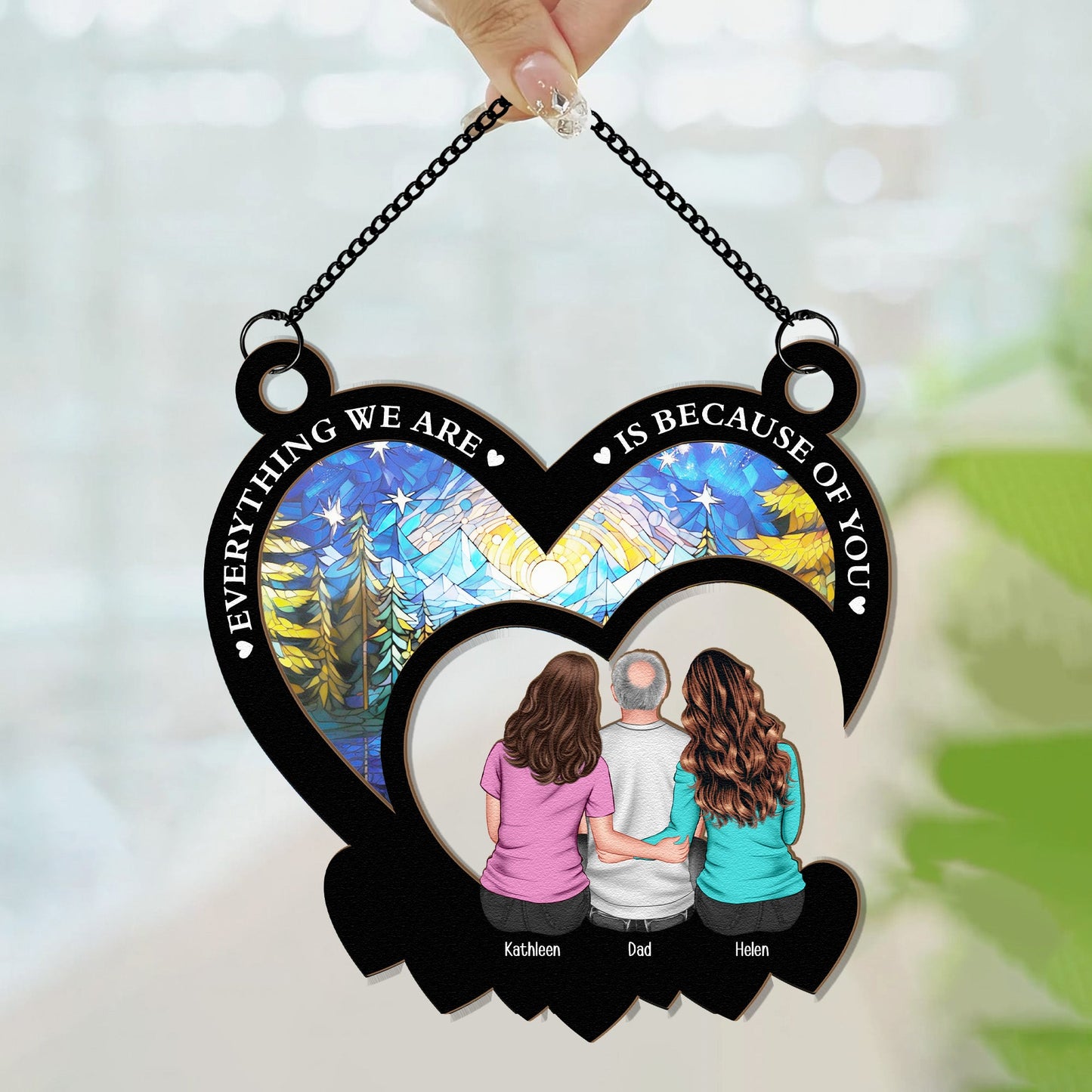 Dad & Daughters Bond - Personalized Window Hanging Suncatcher Ornament