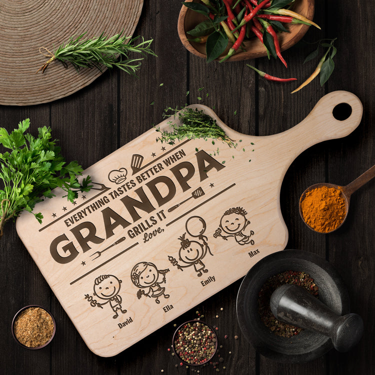Everything-Tastes-Better-When-Grandpa,-Dad-Grills-It-Father'S-Day-Gift-Personalized-Cutting-Board-1