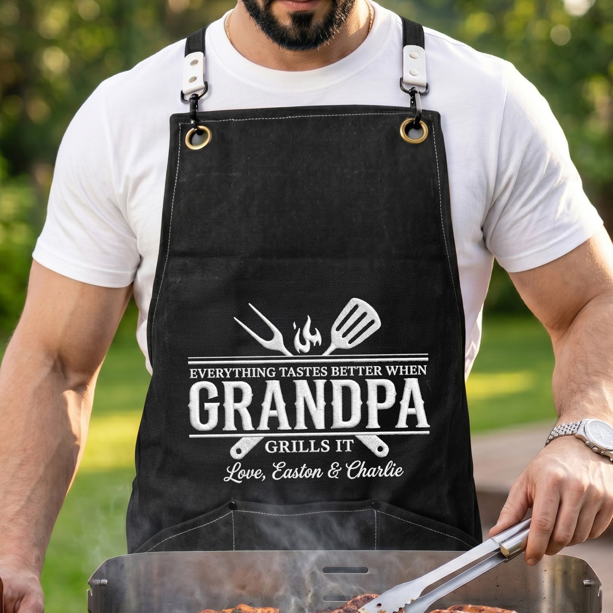Everything-Tastes-Better-When-Grandpa,-Dad-Grills-It-Father's-Day-Gift-Personalized-Apron-1