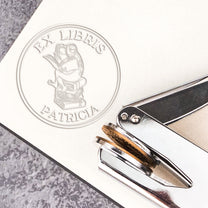 Ex Libris, Cute Sitting Frog, Gift For Book Lovers - Personalized Book Embosser Stamp