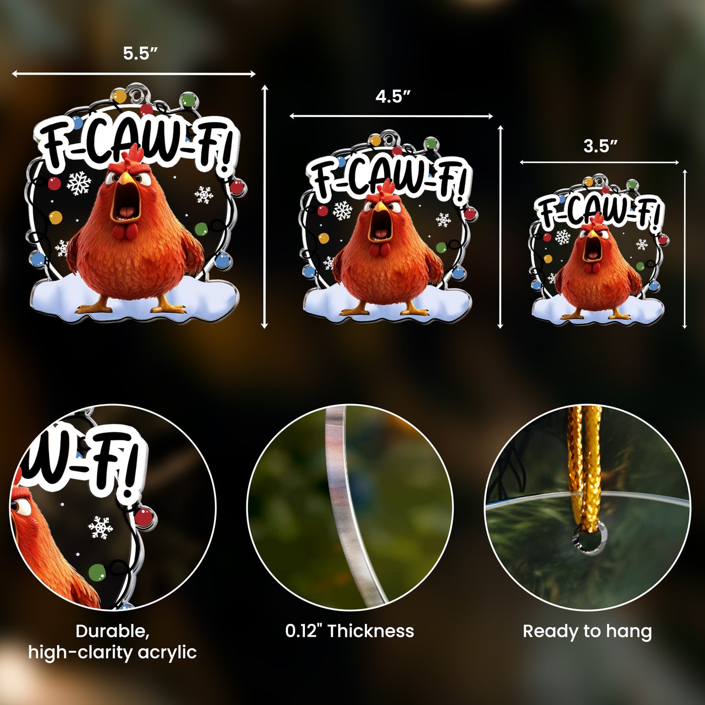 F-Caw-F Funny Ornament Exchange Gifts Silly Bulk Gift For Coworkers - Personalized Acrylic Ornament