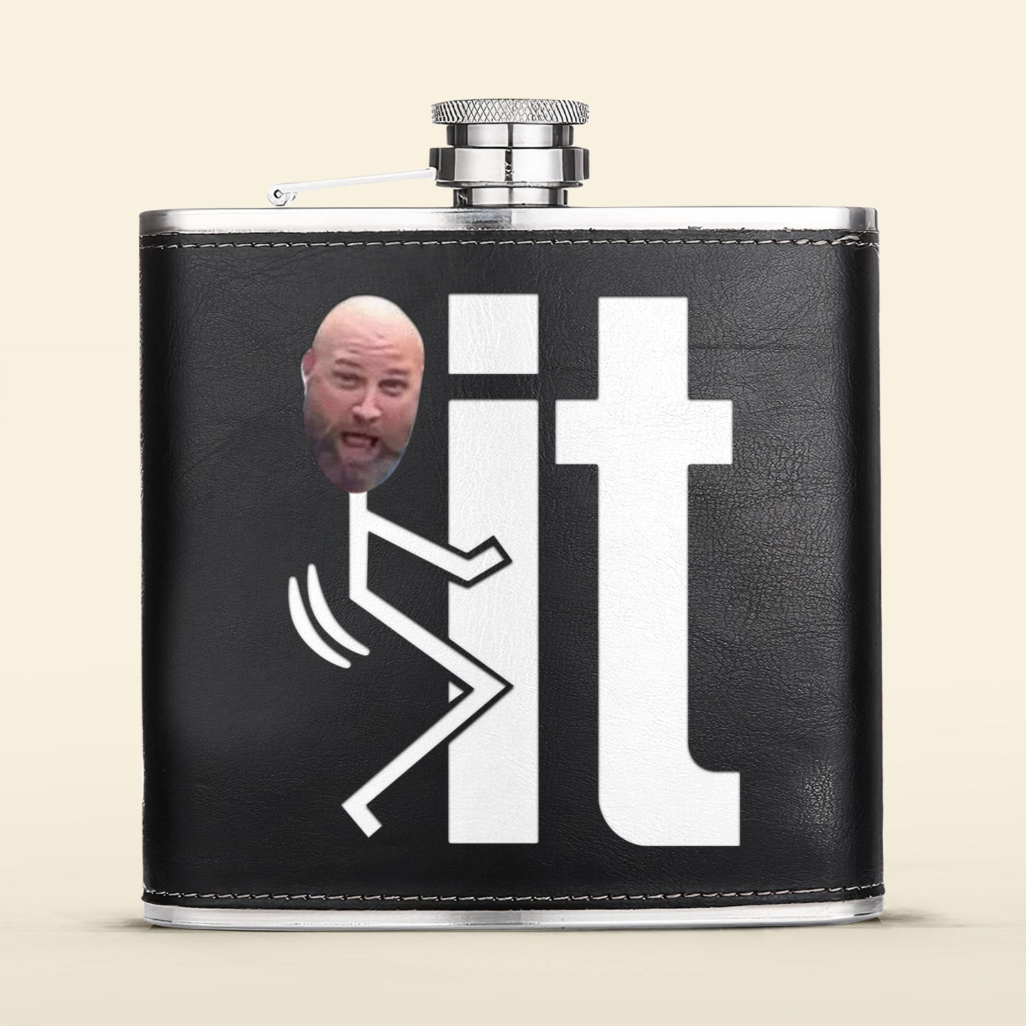 F It Funny Gift For Him - Personalized Leather Photo Flask