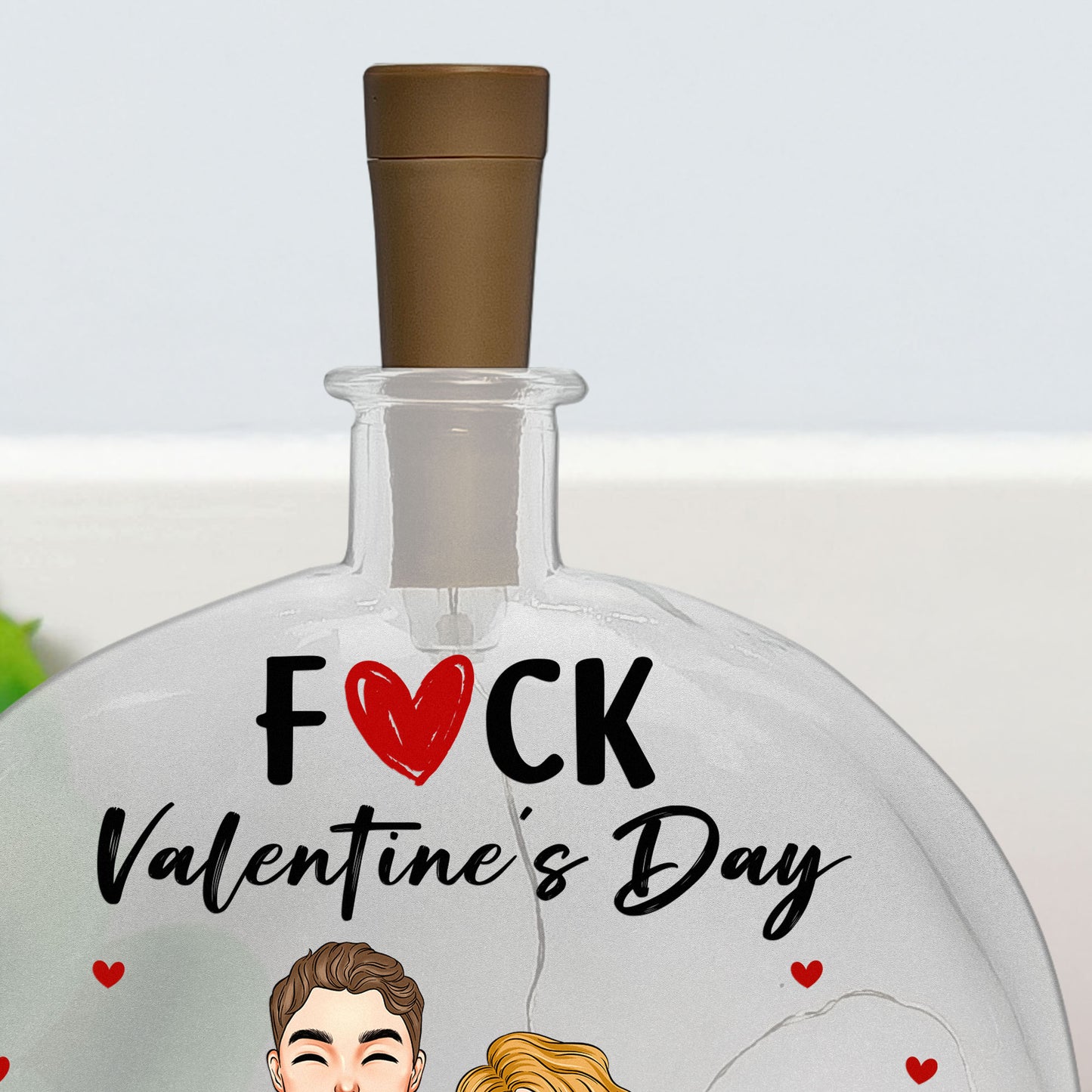 F Valentine's Day I Love You Every Day - Gifts For Her - Personalized Round Flat Bottle Light