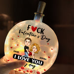 F Valentine's Day I Love You Every Day - Gifts For Her - Personalized Round Flat Bottle Light