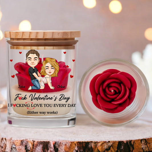 F Valentine's Day I F Love You Every Day - Personalized Floral Soy Wax Candle