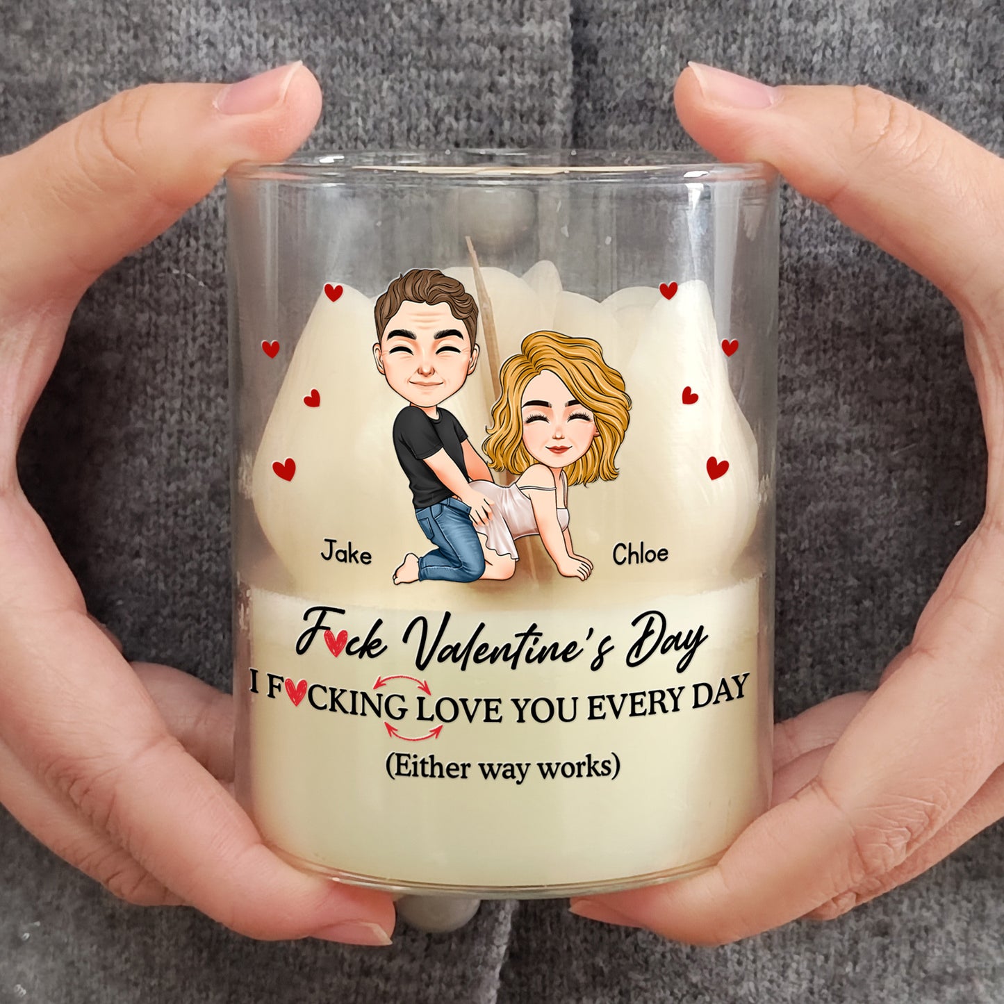F Valentine's Day I F Love You Every Day - Personalized Floral Soy Wax Candle