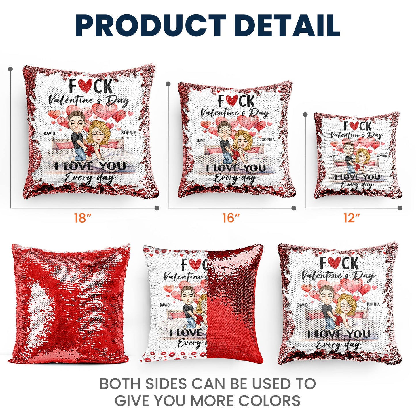 F Valentine's Day I Love You Every Day - Spicy Gifts For Her - Custom Sequin Pillow