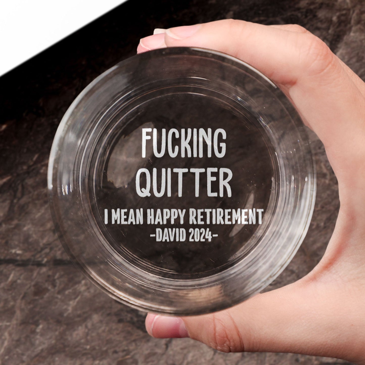 Quitter Happy Retirement - Personalized Engraved Whiskey Glass