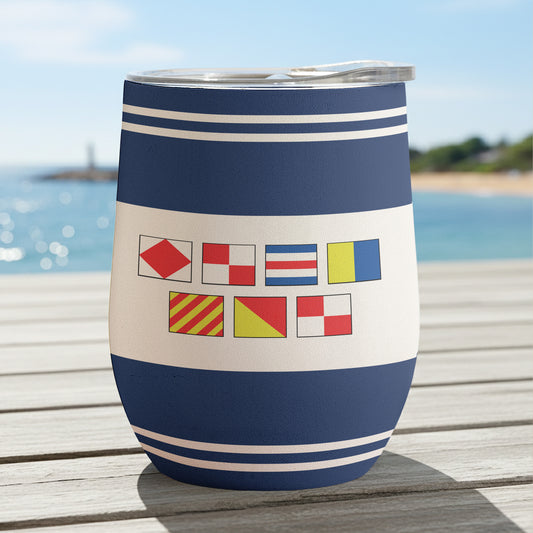 F()Ck You, F()Ck Off In Nautical Flag - Personalized Wine Tumbler