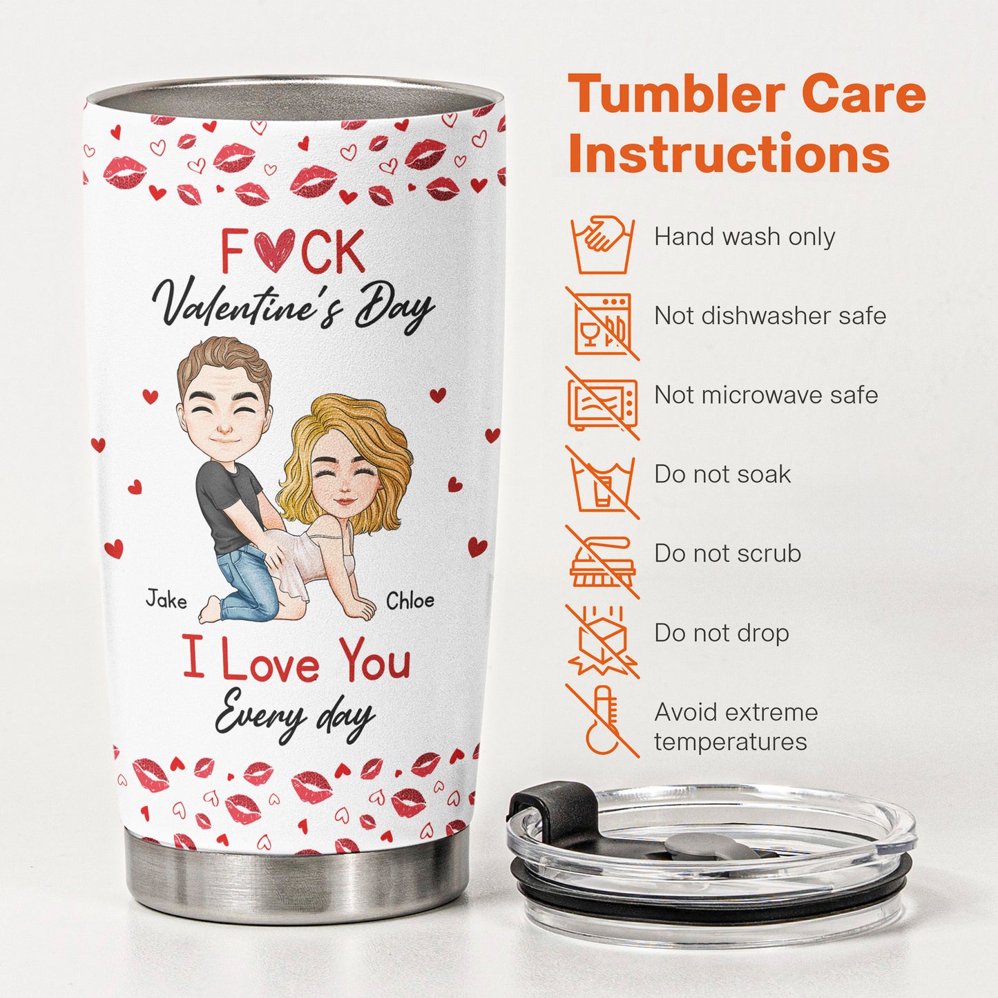 F()*K Valentine's Day I Love You Every Day - Personalized Tumbler Cup
