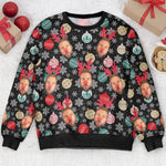 Face Christmas Family Baubles Balls And Snowflakes - Personalized Photo Ugly Sweater