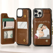 Faceless Portrait Drawing - For Couples, Friends, Pet - Personalized Photo Leather Flip Wallet Phone Case