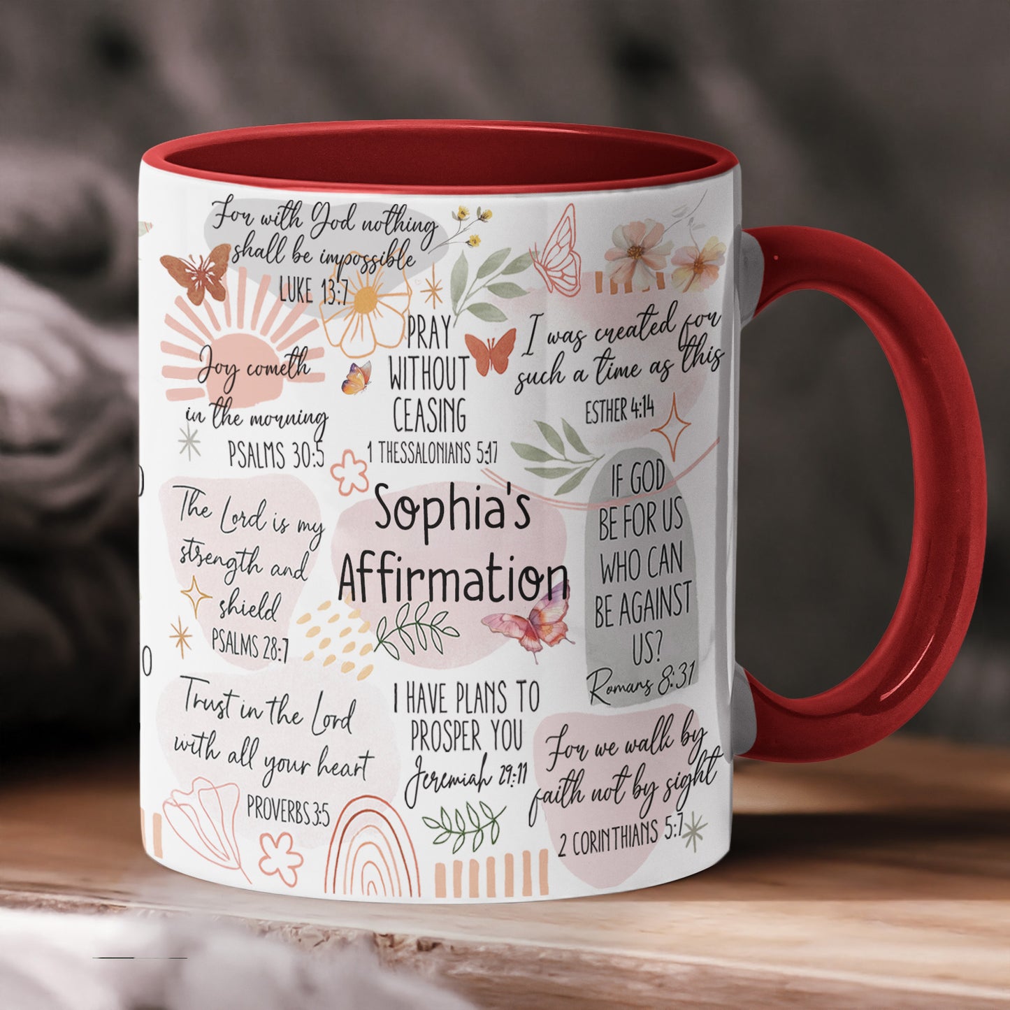 Faith Affirmation Bible Scripture Verses Christian Gift - Personalized Accent Mug