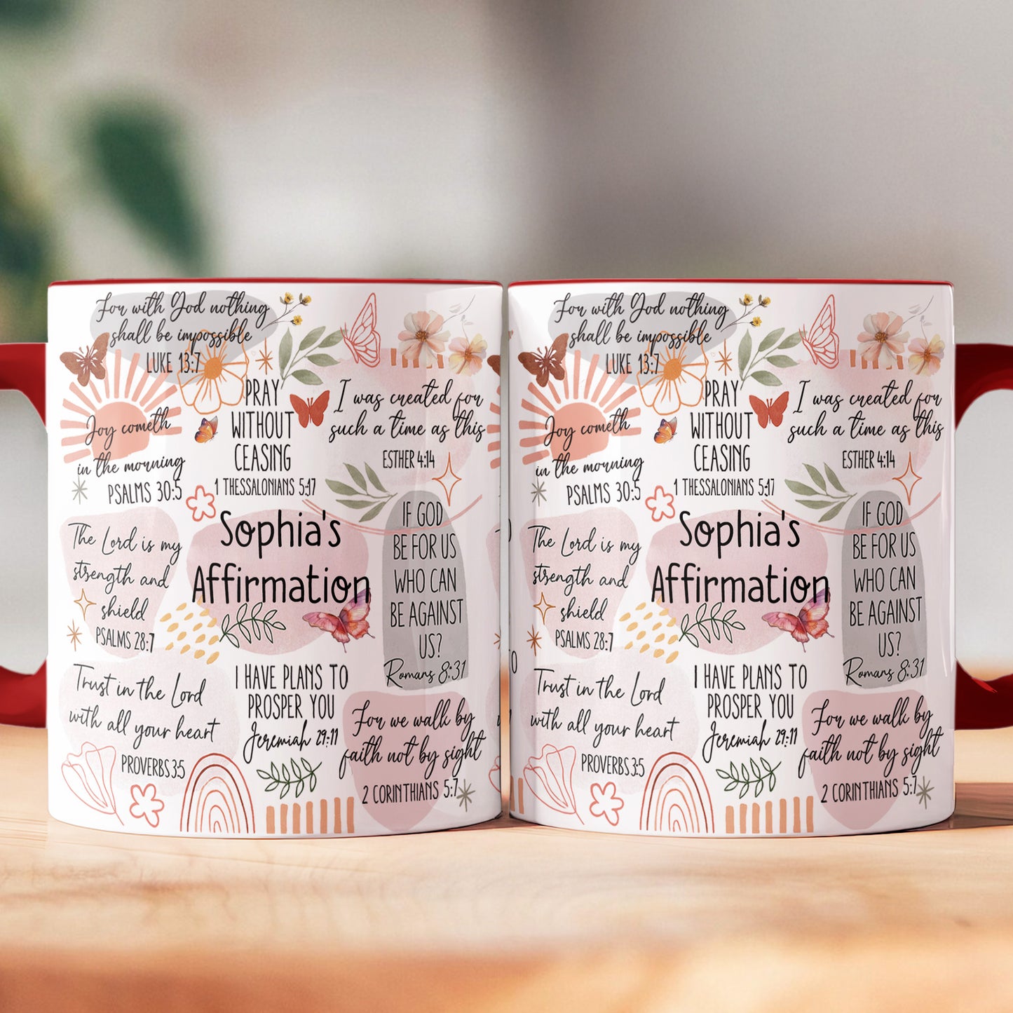 Faith Affirmation Bible Scripture Verses Christian Gift - Personalized Accent Mug