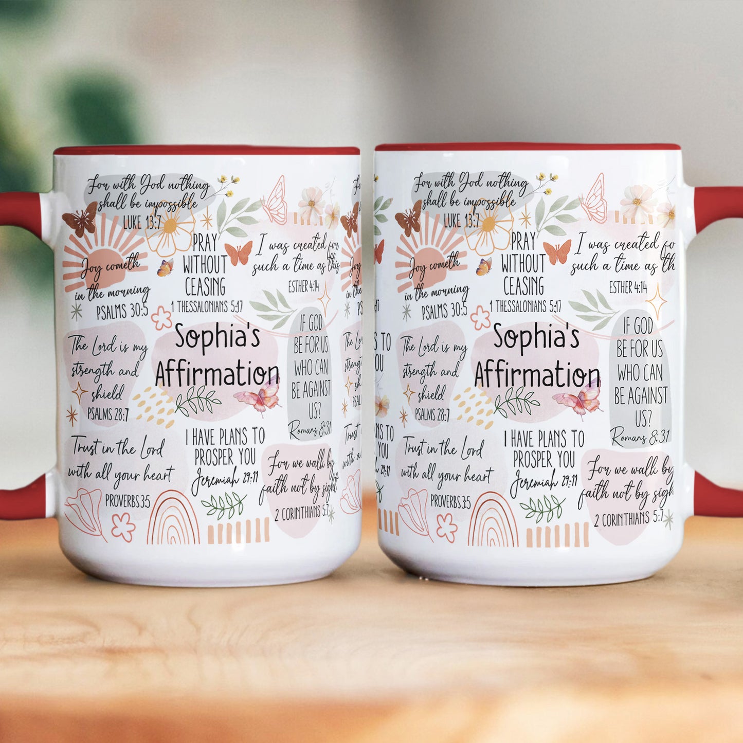 Faith Affirmation Bible Scripture Verses Christian Gift - Personalized Accent Mug