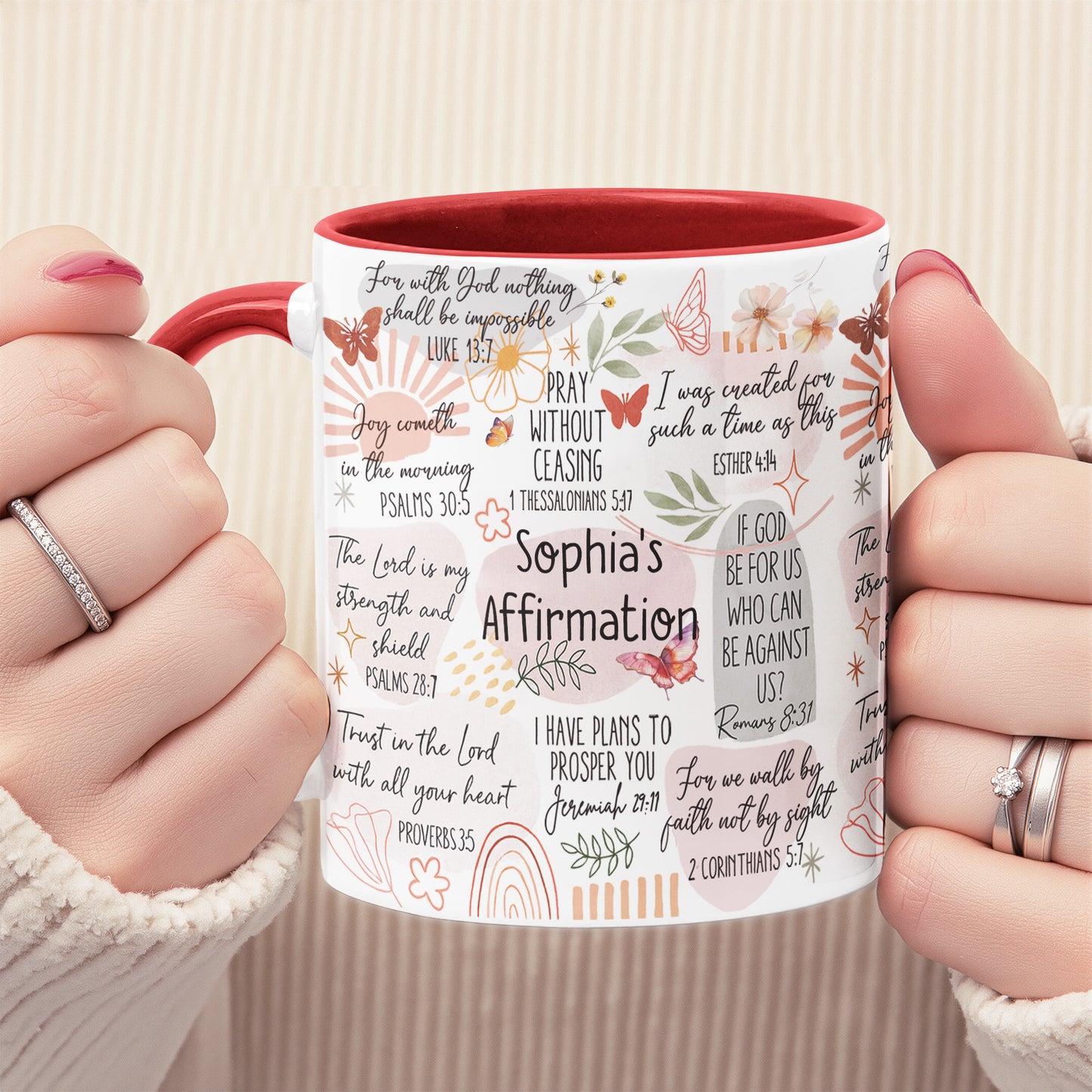 Faith Affirmation Bible Scripture Verses Christian Gift - Personalized Accent Mug