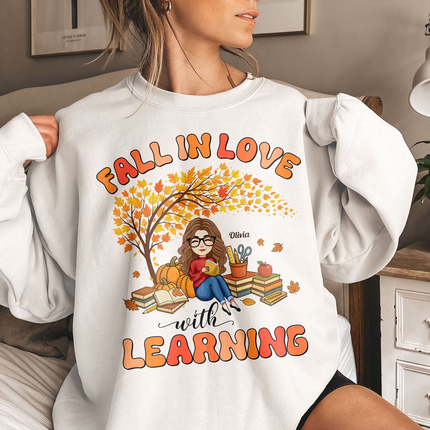 Fall In Love With Learning Teacher Autumn Gift - Personalized Shirt