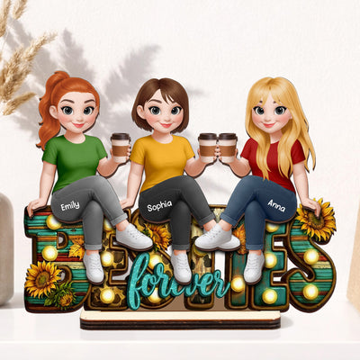 Fall Vibe Besties Forever Friendship Gift For Besties, BFF - Personalized Wooden Plaque