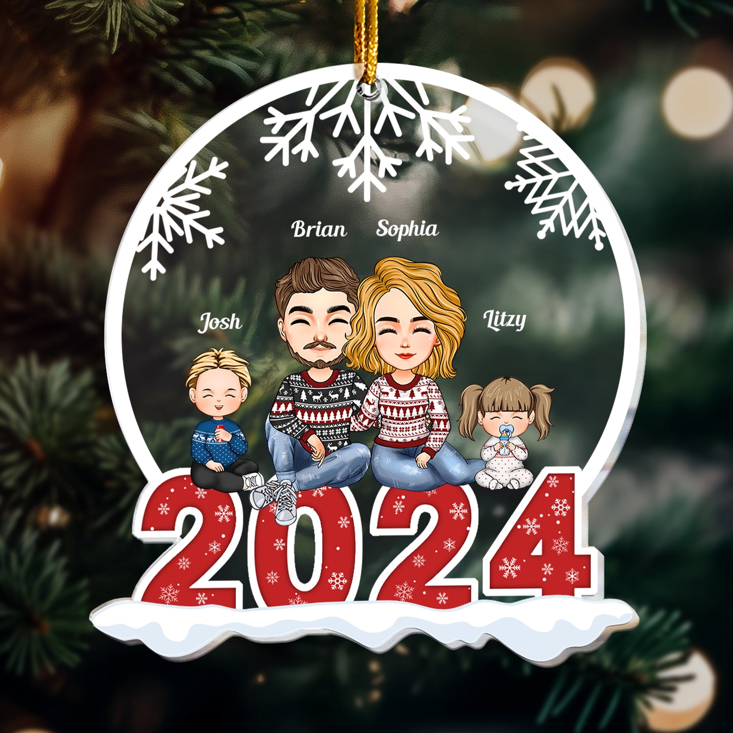 Family 2024 - Personalized Custom Shaped Acrylic Ornament - Christmas, New Year Gift For Family, Sisters, Brothers, Sibling