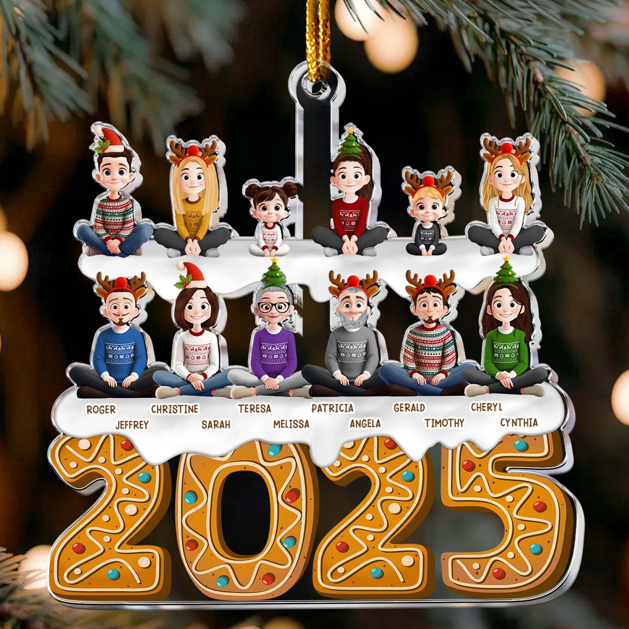 Family 2025 (Up To 12) Christmas Ornament, Family Ornament - Personalized Acrylic Ornament