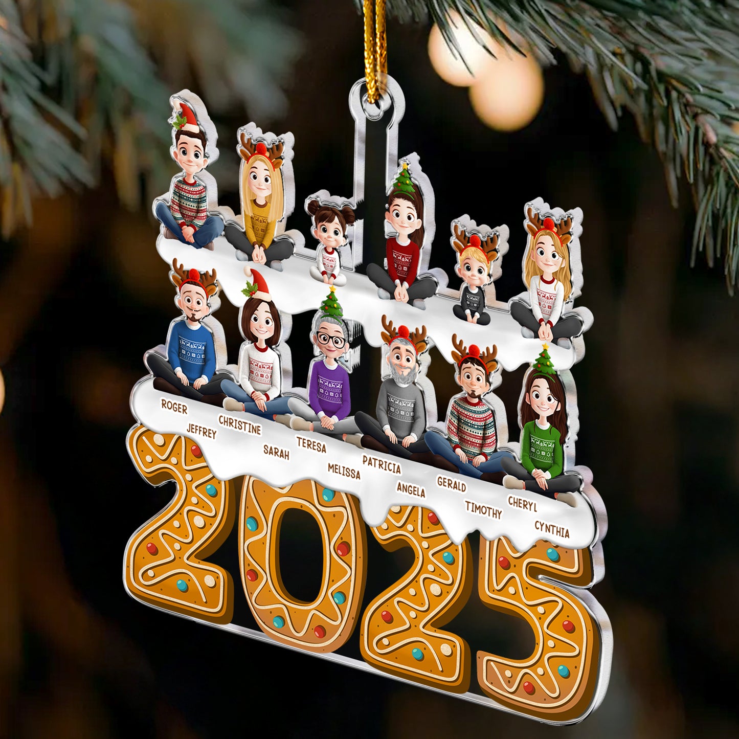 Family 2025 (Up To 12) Christmas Ornament, Family Ornament - Personalized Acrylic Ornament