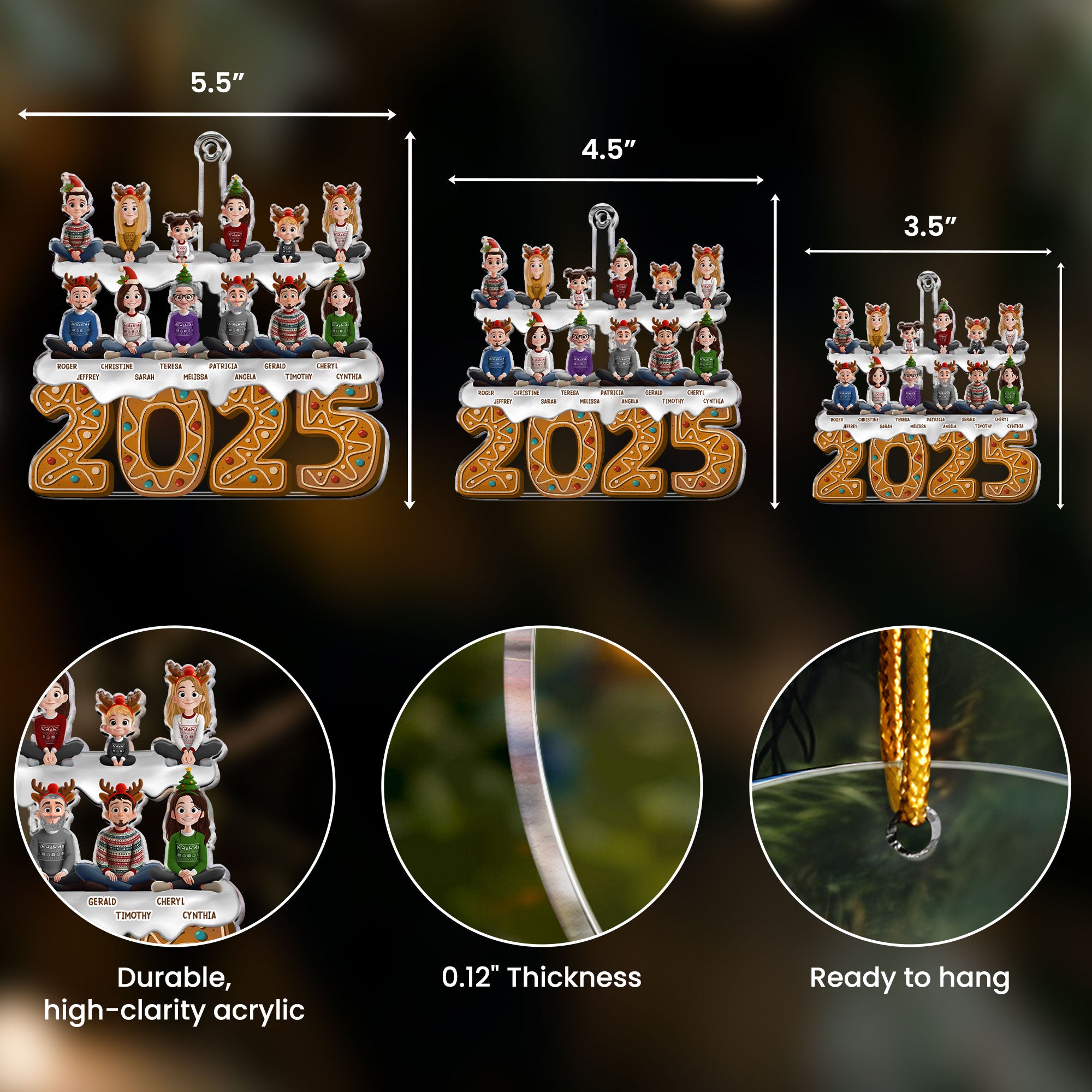 Family 2025 (Up To 12) Christmas Ornament, Family Ornament - Personalized Acrylic Ornament