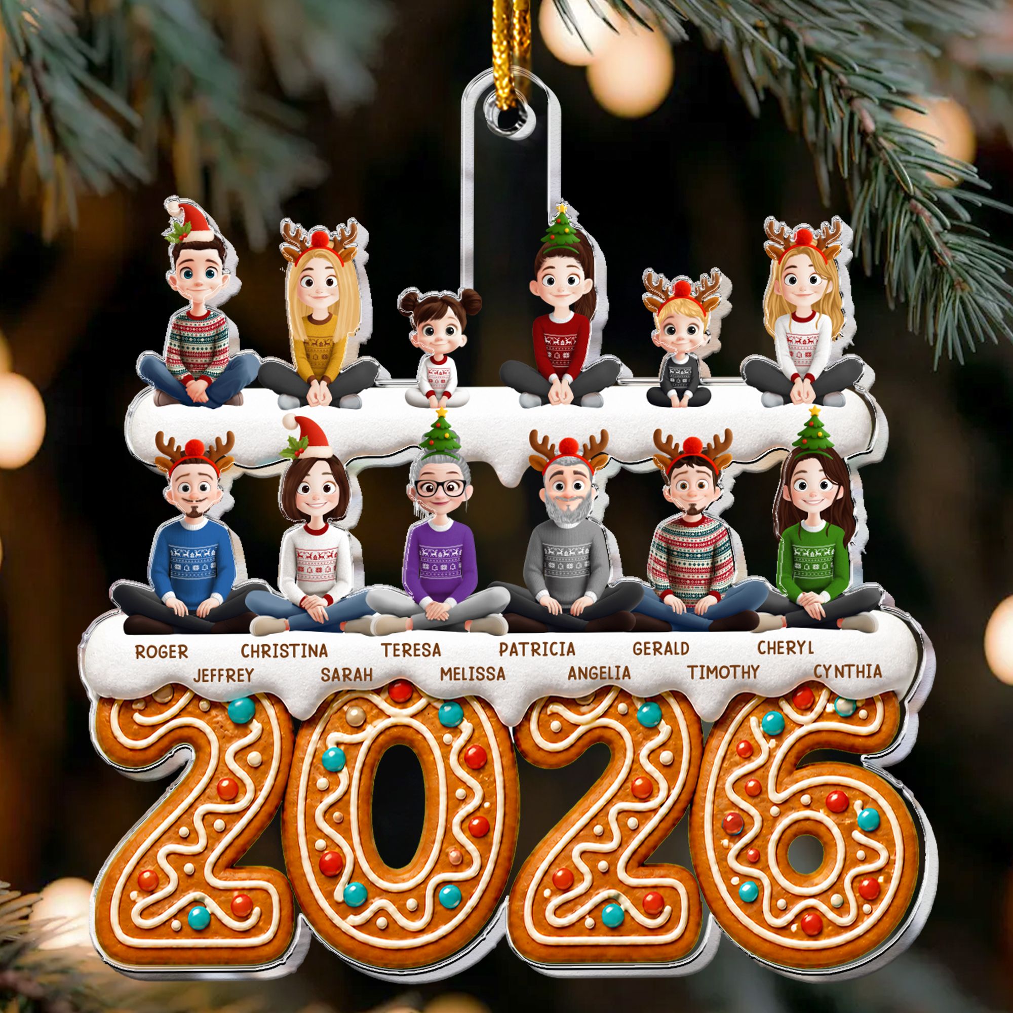 Family 2026 (Up To 12) Christmas Ornament, Family Ornament - Personalized Acrylic Ornament