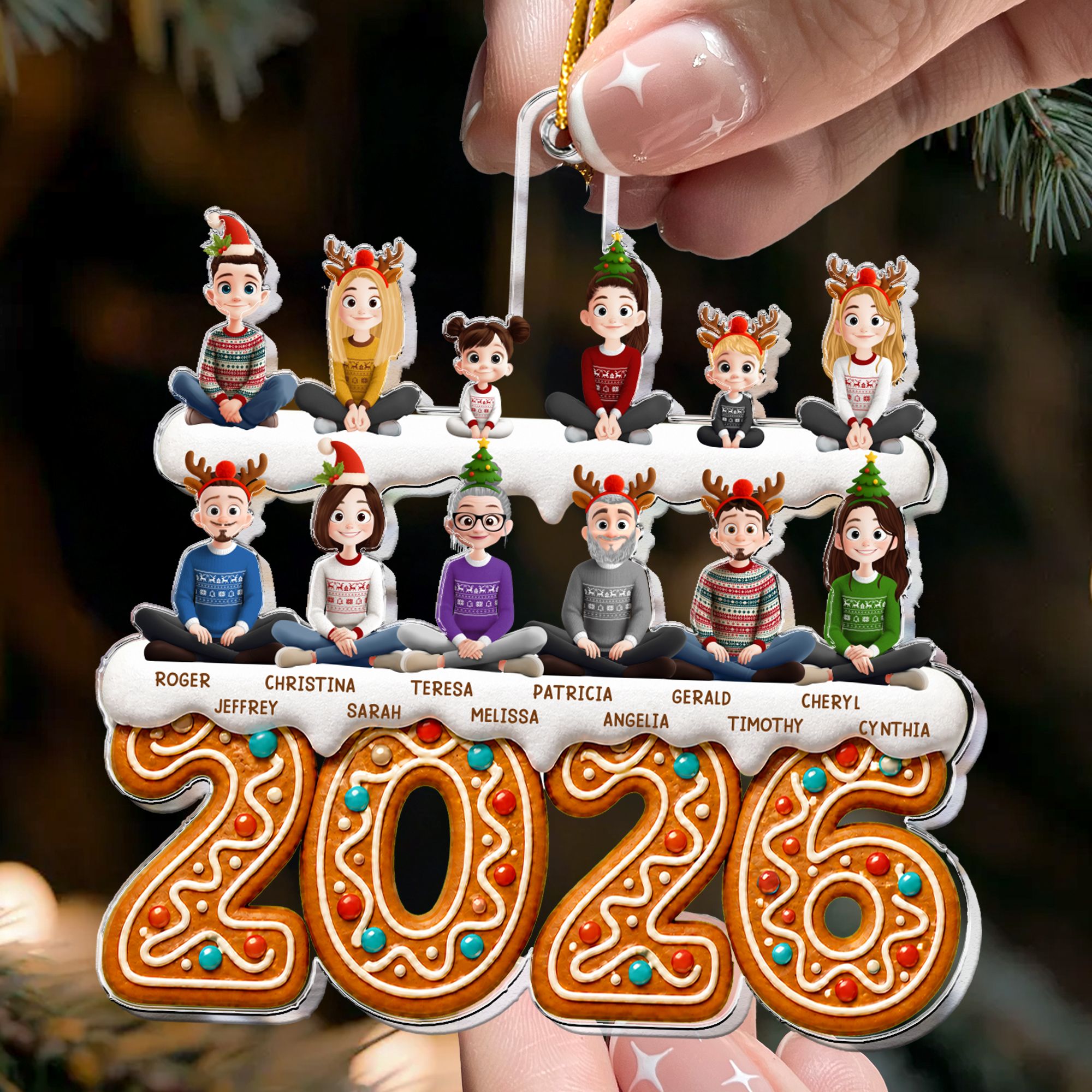 Family 2026 (Up To 12) Christmas Ornament, Family Ornament - Personalized Acrylic Ornament
