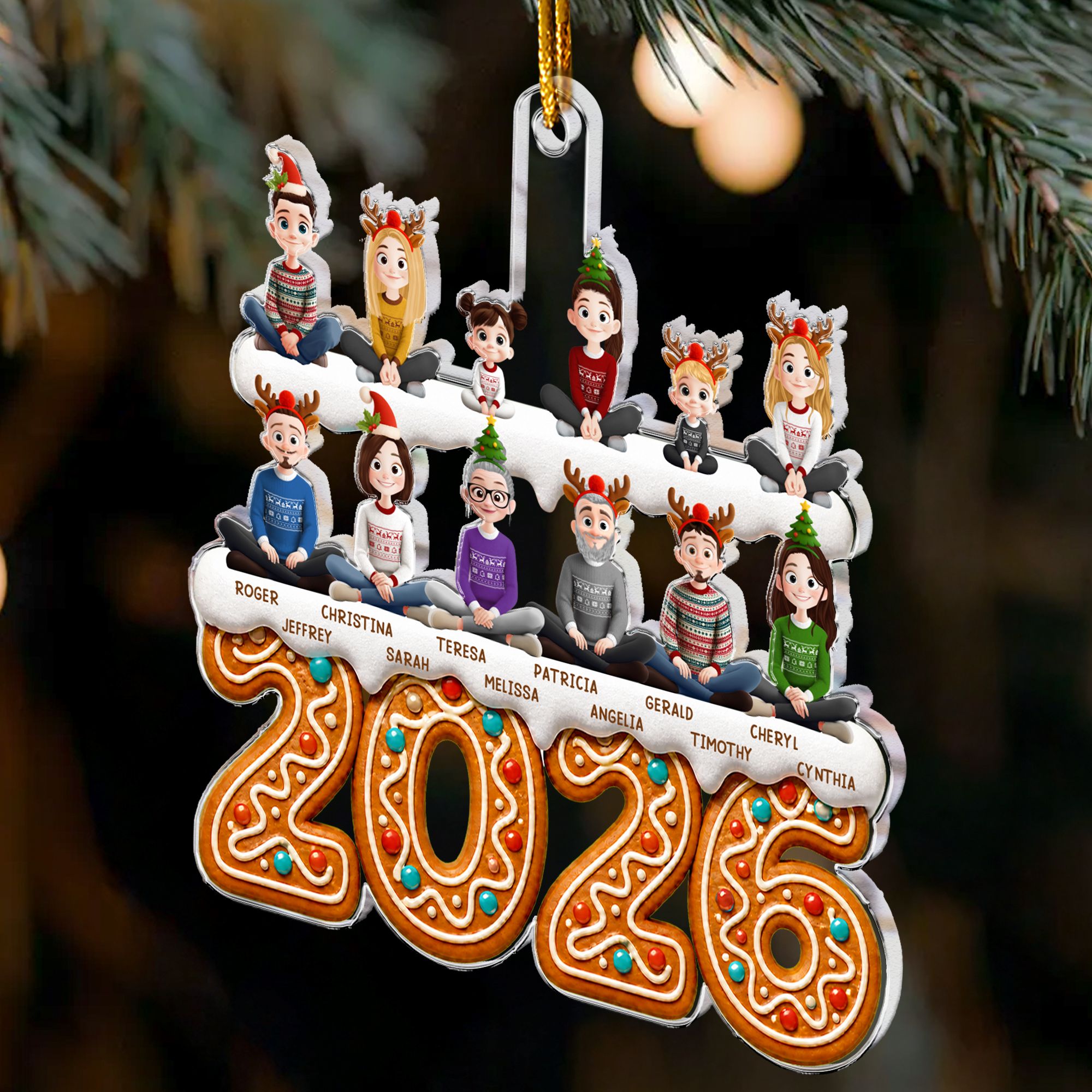 Family 2026 (Up To 12) Christmas Ornament, Family Ornament - Personalized Acrylic Ornament
