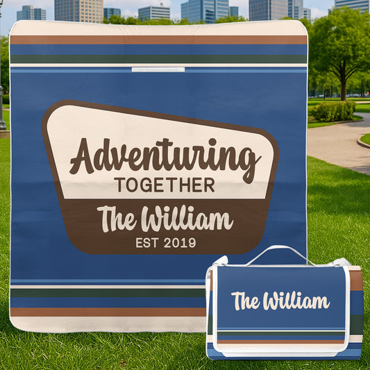 Family Adventuring Together - Personalized Picnic Blanket