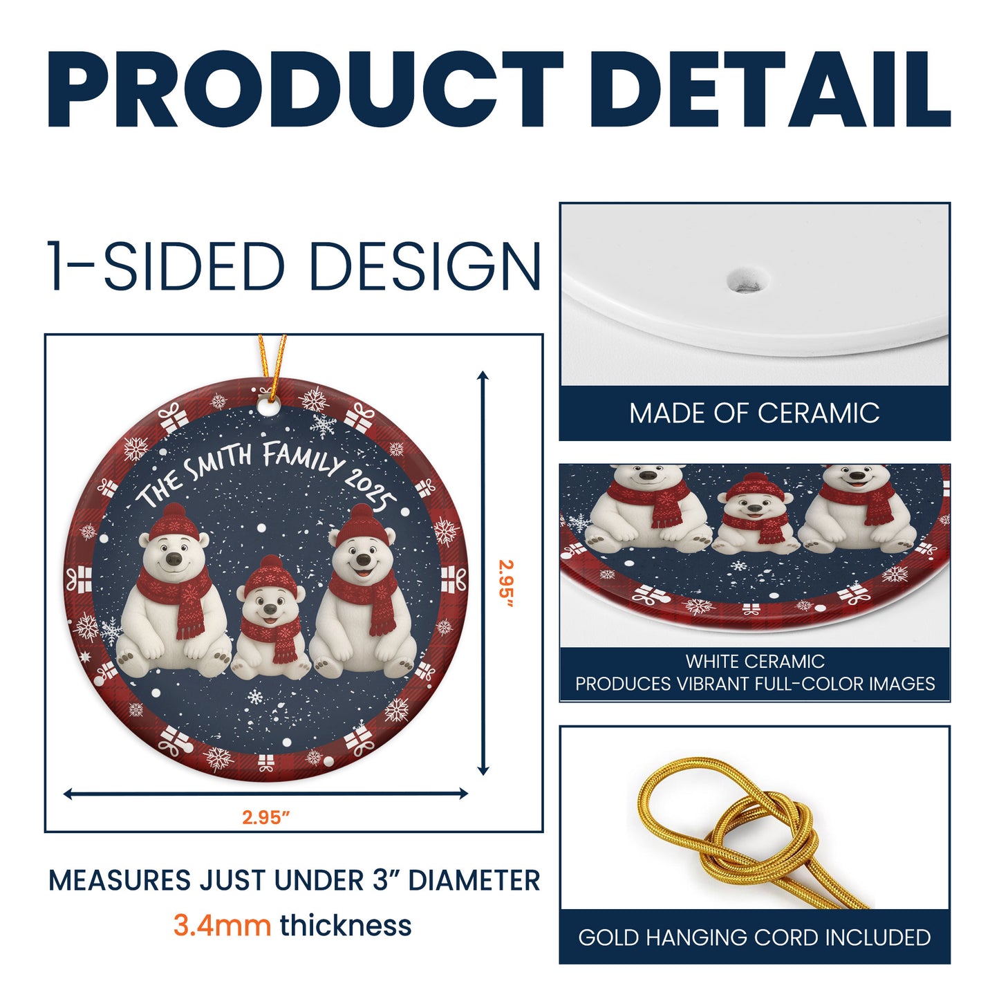 Family Bear - Personalized Ceramic Ornament