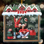 Family Beautiful Christmas Town Village View - Personalized Family Photo Ornament