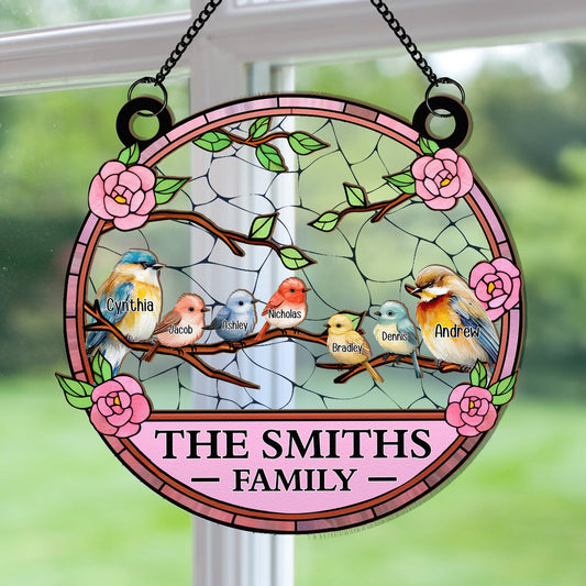 Family Bird - Personalized Window Hanging Suncatcher Ornament