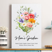 Family Birth Flower Bouquet Flowers Gift For Mom, Grandma, Family - Personalized Poster