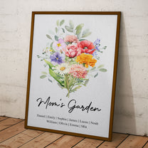 Family Birth Flower Bouquet Flowers Gift For Mom, Grandma, Family - Personalized Poster
